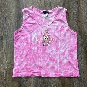 Vintage 90s Flintstones Pebbles Dadddy's Girl Tie Dye Baby Tank Womens Size L‎